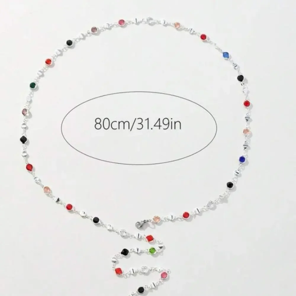 Y Lariat Sterling Silver Zircon Multicolor Necklace - Picture 7 of 7